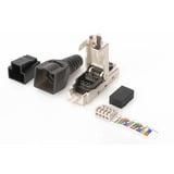 Digitus Connecteur blindé RJ45 pour assemblage sur site, Prise de courant Argent/Noir, RJ-45, Acier inoxydable, Cat6, 1 A, 78 g, 12,5 mm