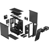 Fractal Design Meshify 2 Compact Noir, Moyen tour Gris/Noir, PC, Noir, ATX, micro ATX, Mini-ITX, Acier, Verre trempé, Jouer, 16,9 cm