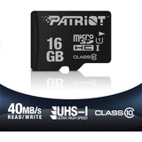 Patriot PSF16GMDC10 mémoire flash 16 Go MicroSDHC UHS-I Classe 10, Carte mémoire Noir, 16 Go, MicroSDHC, Classe 10, UHS-I, 80 Mo/s, Class 1 (U1)