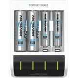 Ansmann Comfort Smart Pile domestique USB, Chargeur Blanc/Noir, Hybrides nickel-métal (NiMH), AA, AAA