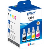 Epson 664 EcoTank 4-colour Multipack, Encre Original, Noir, Cyan, Magenta, Jaune, EcoTank L555 EcoTank L355 EcoTank ET-4500 EcoTank ET-2650 EcoTank ET-2600 EcoTank ET-2550 EcoTank..., 70 ml, 70 ml, Jet d'encre