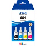 Epson 664 EcoTank 4-colour Multipack, Encre Original, Noir, Cyan, Magenta, Jaune, EcoTank L555 EcoTank L355 EcoTank ET-4500 EcoTank ET-2650 EcoTank ET-2600 EcoTank ET-2550 EcoTank..., 70 ml, 70 ml, Jet d'encre