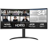 LG 34WR55QK-B écran plat de PC 86,4 cm (34") 3440 x 1440 pixels Wide Quad HD Noir Moniteur UltraWide incurvé  Noir, 86,4 cm (34"), 3440 x 1440 pixels, Wide Quad HD, 5 ms, Noir