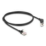 DeLOCK Câble de raccordement RJ-45 Cat.6a S/FTP, Slim coudé à 90° Noir