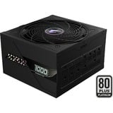 GIGABYTE GP-AE1000PM PG5 alimentation modulaire 1000 watt Noir, 1x 12VHPWR, 6x PCIe, 80 PLUS Platinum, Conception entièrement modulaire, Ventilateur de 120 mm, Compatible ATX 3.0, Prise EU, 1000 W, 100 - 240 V, 50/60 Hz, 15 - 6.5 A, Actif, 125 W