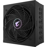 GIGABYTE GP-AE1000PM PG5 alimentation modulaire 1000 watt Noir, 1x 12VHPWR, 6x PCIe, 80 PLUS Platinum, Conception entièrement modulaire, Ventilateur de 120 mm, Compatible ATX 3.0, Prise EU, 1000 W, 100 - 240 V, 50/60 Hz, 15 - 6.5 A, Actif, 125 W