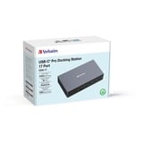 Verbatim CDS-17 Avec fil USB 3.2 Gen 1 (3.1 Gen 1) Type-C Noir, Gris, Station d'accueil Aluminium/Noir, Avec fil, USB 3.2 Gen 1 (3.1 Gen 1) Type-C, 100 W, 3,5 mm, 1000 Mbit/s, Noir, Gris