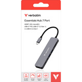 Verbatim Hub multiport USB-C Essentials, lecteur de cartes, Station d'accueil Argent