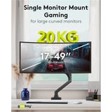 goobay Support moniteur unique gaming avec ressort à gaz, Support de moniteur Noir