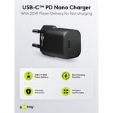 goobay  Chargeur rapide USB-C PD GaN Nano (20 W) Noir, 1x USB-C, Power Delivery 3.0