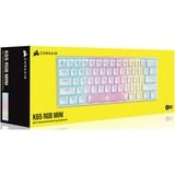 Corsair CH-9194114-DE - Tastatur clavier USB Allemand Blanc, clavier gaming Blanc, Layout DE, Cherry MX RGB Speed Silver, 60%, USB, Clavier mécanique, LED RGB, Blanc