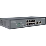 Digitus 8 Port Fast Ethernet PoE Switch, 19 Inch, Unmanaged, 2 Uplinks Noir, 19 Inch, Unmanaged, 2 Uplinks, Non-géré, Fast Ethernet (10/100), Full duplex, Connexion Ethernet, supportant l'alimentation via ce port (PoE), Grille de montage