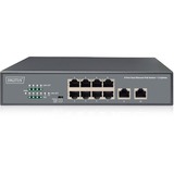 Digitus 8 Port Fast Ethernet PoE Switch, 19 Inch, Unmanaged, 2 Uplinks Noir, 19 Inch, Unmanaged, 2 Uplinks, Non-géré, Fast Ethernet (10/100), Full duplex, Connexion Ethernet, supportant l'alimentation via ce port (PoE), Grille de montage