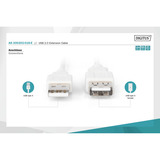 Digitus Câble de rallonge USB 2.0, USB-A mâle > USB-A femelle, Câble d'extension Beige