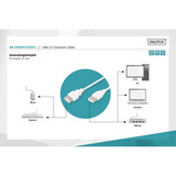 Digitus Câble de rallonge USB 2.0, USB-A mâle > USB-A femelle, Câble d'extension Beige