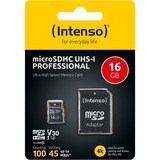 Intenso 3433470 mémoire flash 16 Go MicroSDHC UHS-I Classe 10, Carte mémoire 16 Go, MicroSDHC, Classe 10, UHS-I, 100 Mo/s, 45 Mo/s