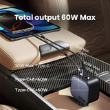 UGREEN EC602 Chargeur de voiture 60W Chargeur pour véhicule 1x USB-A 1x USB-C 2x USB-C, 1x USB-A