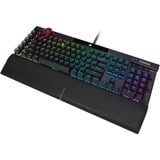 Corsair K100 RGB Mechanical Gaming clavier USB QWERTZ Allemand Noir Noir, Layout DE (QWERTZ), Cherry MX RGB Speed Silver, 100%, Taille réelle (100 %), USB, Clavier mécanique, QWERTZ, LED RGB, Noir