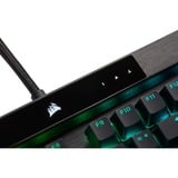 Corsair K100 RGB Mechanical Gaming clavier USB QWERTZ Allemand Noir, clavier gaming Noir, Layout DE, Cherry MX RGB Speed Silver, Taille réelle (100 %), USB, Clavier mécanique, QWERTZ, LED RGB, Noir