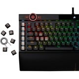 Corsair K100 RGB Mechanical Gaming clavier USB QWERTZ Allemand Noir, clavier gaming Noir, Layout DE, Cherry MX RGB Speed Silver, Taille réelle (100 %), USB, Clavier mécanique, QWERTZ, LED RGB, Noir