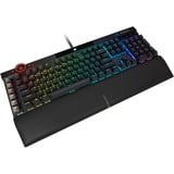 Corsair K100 RGB Mechanical Gaming clavier USB QWERTZ Allemand Noir, clavier gaming Noir, Layout DE, Cherry MX RGB Speed Silver, Taille réelle (100 %), USB, Clavier mécanique, QWERTZ, LED RGB, Noir