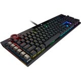 Corsair K100 RGB Mechanical Gaming clavier USB QWERTZ Allemand Noir, clavier gaming Noir, Layout DE, Cherry MX RGB Speed Silver, Taille réelle (100 %), USB, Clavier mécanique, QWERTZ, LED RGB, Noir