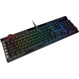 Corsair K100 RGB Mechanical Gaming clavier USB QWERTZ Allemand Noir, clavier gaming Noir, Layout DE, Cherry MX RGB Speed Silver, Taille réelle (100 %), USB, Clavier mécanique, QWERTZ, LED RGB, Noir