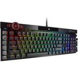 Corsair K100 RGB Mechanical Gaming clavier USB QWERTZ Allemand Noir, clavier gaming Noir, Layout DE, Cherry MX RGB Speed Silver, Taille réelle (100 %), USB, Clavier mécanique, QWERTZ, LED RGB, Noir
