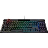 Corsair K100 RGB Mechanical Gaming clavier USB QWERTZ Allemand Noir, clavier gaming Noir, Layout DE, Cherry MX RGB Speed Silver, Taille réelle (100 %), USB, Clavier mécanique, QWERTZ, LED RGB, Noir