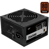 DeepCool DA500 unité d'alimentation d'énergie 500 W 20+4 pin ATX Noir Noir, 500 W, 100 - 240 V, 8 A, Actif, 110 W, 456 W