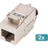 Digitus Module Keystone Cat. 8.1, blindé, 2 pièces, Module de Keystone Argent