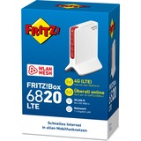 FRITZ! 6820 LTE Systèmes Wi-Fi maillés, WLAN-LTE-Routeur Blanc/Rouge, Box 6820 LTE, Blanc, Interne, Routeur maillé, Monobande (2,4 GHz), Wi-Fi 4 (802.11n), 450 Mbit/s