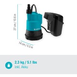 GARDENA Pompe submersible Accu 2000/2 Clair 18V P4A , Pompe submersible et pression Turquoise/Noir, 14600-20, Batterie incluse