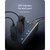 ICY BOX IB-AC618a, Hub USB Noir