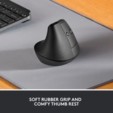 Logitech Lift Vertical Ergonomique , Souris Graphite/Noir, Bluetooth, 4000 DPI