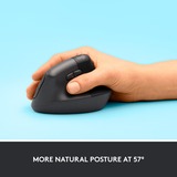 Logitech Lift Vertical Ergonomique , Souris Graphite/Noir, Bluetooth, 4000 DPI