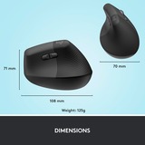 Logitech Lift Vertical Ergonomique , Souris Graphite/Noir, Bluetooth, 4000 DPI