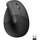 Logitech Lift souris Droitier RF Sans fil + Bluetooth Optique 4000 DPI graphite/Noir, Droitier, Conception verticale, Optique, RF Sans fil + Bluetooth, 4000 DPI, Graphite