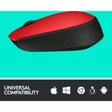 Logitech M171 souris Ambidextre RF sans fil Optique 1000 DPI Rouge, Ambidextre, Optique, RF sans fil, 1000 DPI, Rouge