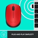 Logitech M171 souris Ambidextre RF sans fil Optique 1000 DPI Rouge, Ambidextre, Optique, RF sans fil, 1000 DPI, Rouge