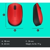 Logitech M171 souris Ambidextre RF sans fil Optique 1000 DPI Rouge, Ambidextre, Optique, RF sans fil, 1000 DPI, Rouge