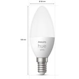 Philips Hue 8719514320628A Éclairages intelligents, Lampe à LED Philips Hue White 8719514320628A, Ampoule intelligente, Bluetooth/Zigbee, Blanc, LED, E14, Bougie