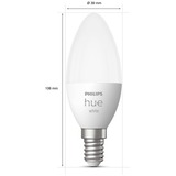 Philips Hue Flamme - Ampoule connectée E14, Lampe à LED Philips Hue White Flamme - Ampoule connectée E14, Ampoule intelligente, Blanc, Bluetooth/Zigbee, LED intégrée, E14, Blanc chaud