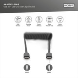 Digitus Câble en spirale USB 2.0 USB-C > USB-C Noir