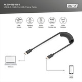 Digitus Câble en spirale USB 2.0 USB-C > USB-C Noir