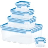 Emsa CLIP & CLOSE 508568 boîte hermétique alimentaire Rectangulaire Régler 3,7 L Bleu, Transparent 5 pièce(s) Transparent/Bleu, Régler, Rectangulaire, 3,7 L, Bleu, Transparent, Polypropylène (PP), Élastomère thermoplastique (TPE), 0 - 100 °C