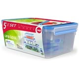 Emsa CLIP & CLOSE 508568 boîte hermétique alimentaire Rectangulaire Régler 3,7 L Bleu, Transparent 5 pièce(s) Transparent/Bleu, Régler, Rectangulaire, 3,7 L, Bleu, Transparent, Polypropylène (PP), Élastomère thermoplastique (TPE), 0 - 100 °C