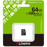 Kingston SDCS3/64GBSP, Carte mémoire Noir