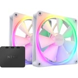 NZXT F140 RGB DUO Twin 140x140x25, Ventilateur de boîtier Blanc, 2 pièces, contrôleur RGB inclus