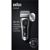 Braun Series 8 8417S rasoir pour homme Rasoir à grille Tondeuse Noir, Argent Argent, Rasoir à grille, Technologie Auto senseur intelligente, Noir, Argent, Batterie, Lithium, 60 min